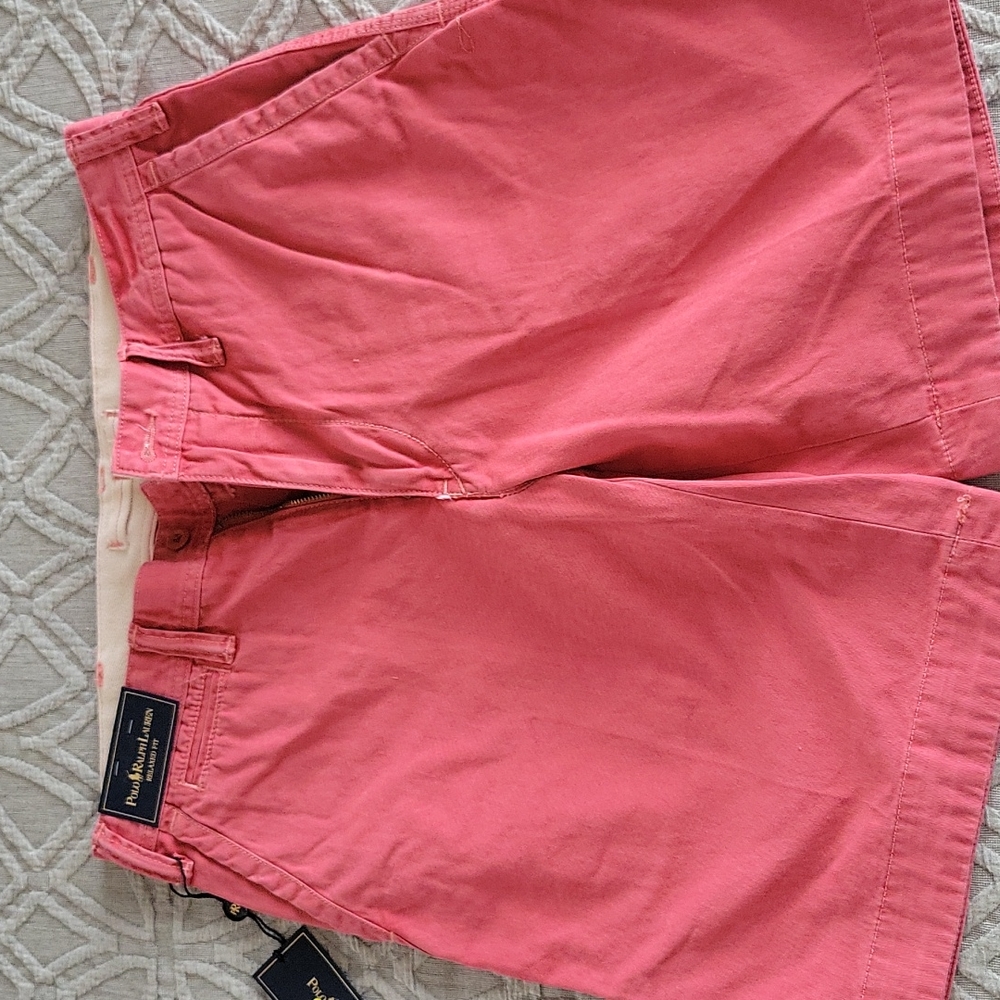 Polo by Ralph Lauren Flat Front Shorts in Light Red